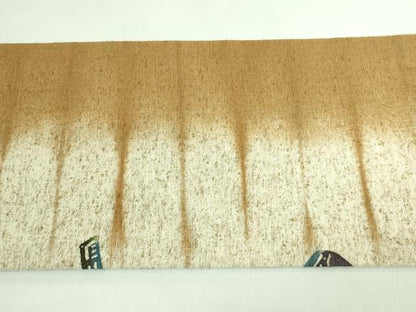 平和屋着物●極上　九寸名古屋帯　ぜんまい紬　型染め　文房具　筆　逸品　DZAB3130kh6