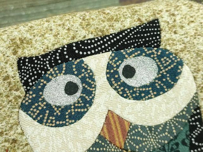 平和屋着物●極上　太鼓柄袋帯　切り嵌め　ミミズク　フクロウ　押し絵　貼り絵　金彩　逸品　DZAB3131kh6