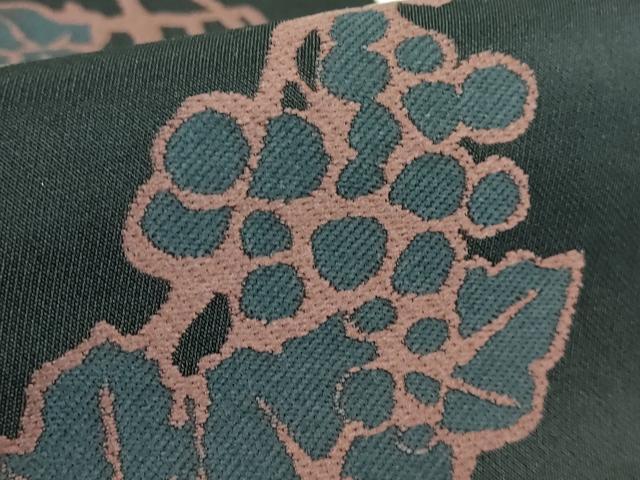 平和屋着物●極上　全通柄袋帯　ART Nouveau Designs　葡萄蔦の葉文　黒地　逸品　DZAB3132kh6