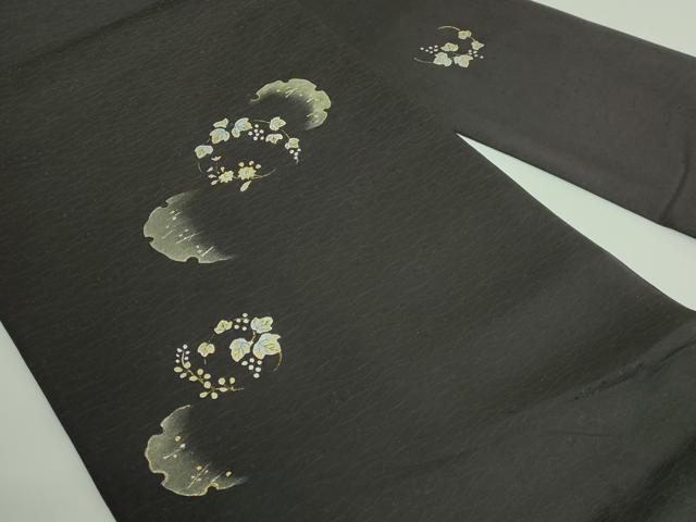 平和屋着物●極上　九寸名古屋帯　雪輪花丸文　金銀彩　羊羹色地　逸品　DZAB3134kh6　