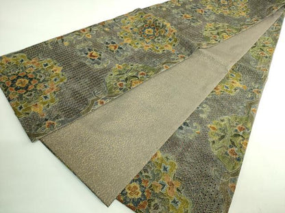 平和屋本店●極上　中国三大刺繍　スワトウ刺繍　汕頭刺繍　総刺繍　全通柄袋帯　正倉院花文　金糸　逸品　DZAB3139kh6