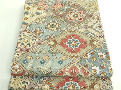 平和屋本店●極上　中国三大刺繍　相良刺繍　200万粒　総詰　袋帯　格天井花文　金糸　逸品　DZAB3140kh6