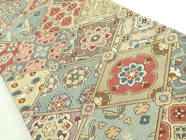 平和屋本店●極上　中国三大刺繍　相良刺繍　200万粒　総詰　袋帯　格天井花文　金糸　逸品　DZAB3140kh6