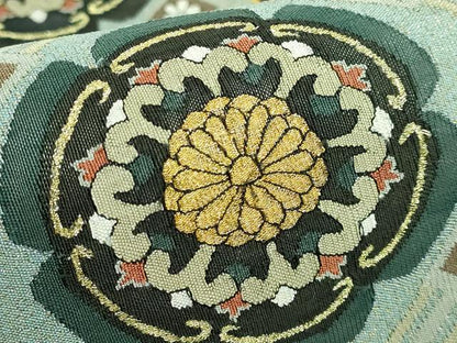 平和屋本店●極上　明綴れ　全通柄袋帯　格天井雪輪花文　金糸　逸品　DZAB3150kh6