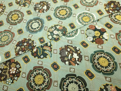 平和屋本店●極上　明綴れ　全通柄袋帯　格天井雪輪花文　金糸　逸品　DZAB3150kh6