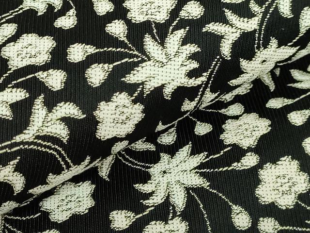 平和屋着物●極上　西陣　まいづる謹製　九寸名古屋帯　花唐草　黒地　逸品　未使用　DZAB3165kh6