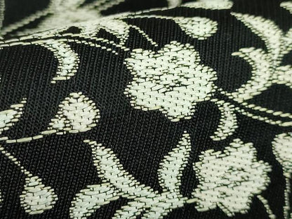 平和屋着物●極上　西陣　まいづる謹製　九寸名古屋帯　花唐草　黒地　逸品　未使用　DZAB3165kh6