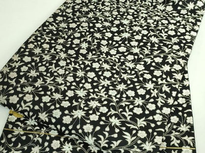 平和屋着物●極上　西陣　まいづる謹製　九寸名古屋帯　花唐草　黒地　逸品　未使用　DZAB3165kh6