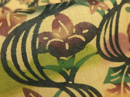平和屋本店＊極上　夏物　芭蕉布　手積み芭蕉糸100％　九寸名古屋帯　本場琉球紅型　流水花文　逸品　未使用　DZAB3172kh6