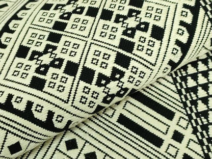 平和屋本店●極上　八寸名古屋帯　こぎん刺し　菱　黒地　逸品　DZAB3175kh6