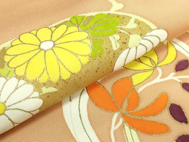 平和屋本店●極上 銀座 志ま亀 塩瀬 九寸名古屋帯 花丸文 金彩 雄黄色地 逸品 DZAB3179kh6