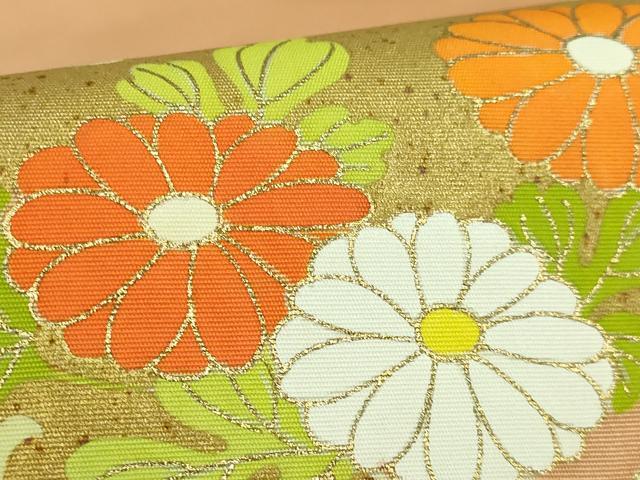 平和屋本店●極上 銀座 志ま亀 塩瀬 九寸名古屋帯 花丸文 金彩 雄黄色地 逸品 DZAB3179kh6