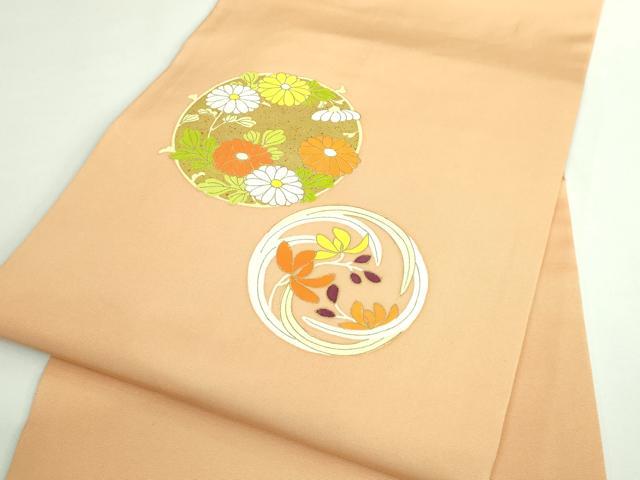 平和屋本店●極上 銀座 志ま亀 塩瀬 九寸名古屋帯 花丸文 金彩 雄黄色地 逸品 DZAB3179kh6