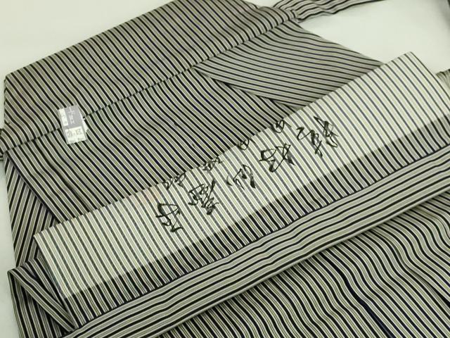 平和屋本店●極上 男性 人間国宝 甲田綏郎 精好仙台平 馬乗り袴 縞 逸品 DZAB3190kh6