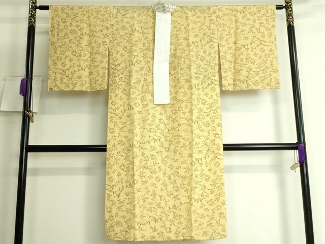 平和屋着物●上質な長襦袢　無双仕立て　鳥獣戯画　蒸栗色地　逸品　DZAB3195kh6