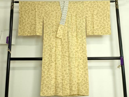 平和屋着物●上質な長襦袢　無双仕立て　鳥獣戯画　蒸栗色地　逸品　DZAB3195kh6