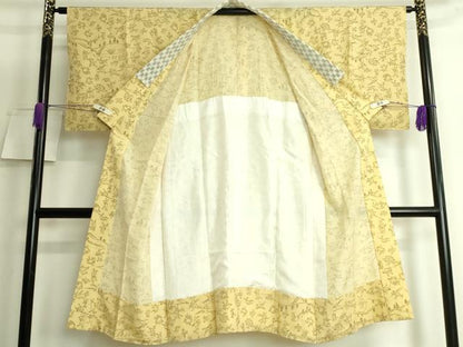 平和屋着物●上質な長襦袢　無双仕立て　鳥獣戯画　蒸栗色地　逸品　DZAB3195kh6