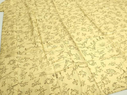 平和屋着物●上質な長襦袢　無双仕立て　鳥獣戯画　蒸栗色地　逸品　DZAB3195kh6