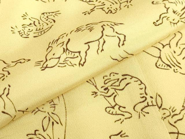 平和屋着物●上質な長襦袢　無双仕立て　鳥獣戯画　蒸栗色地　逸品　DZAB3195kh6