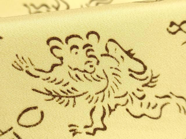 平和屋着物●上質な長襦袢　無双仕立て　鳥獣戯画　蒸栗色地　逸品　DZAB3195kh6