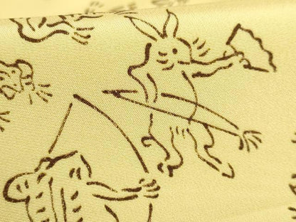 平和屋着物●上質な長襦袢　無双仕立て　鳥獣戯画　蒸栗色地　逸品　DZAB3195kh6