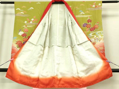 平和屋本店[]極上　七五三　女の子　3歳　祝着　三つ身　花車　暈し染め　金彩　逸品　DZAB3201kh6