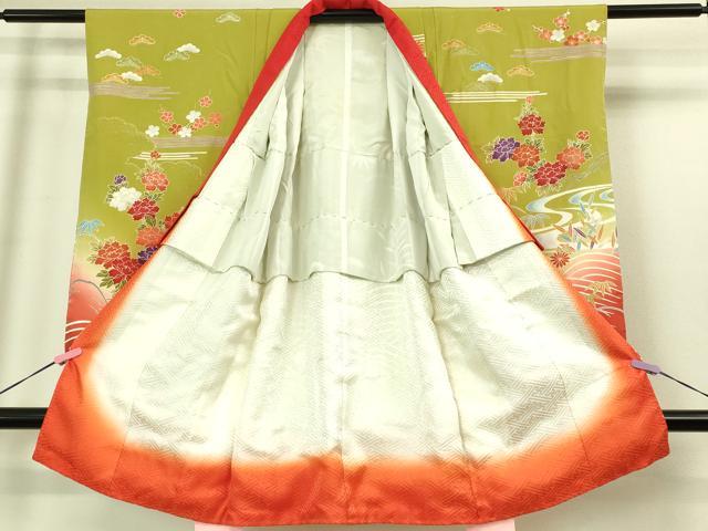 平和屋本店[]極上　七五三　女の子　3歳　祝着　三つ身　花車　暈し染め　金彩　逸品　DZAB3201kh6