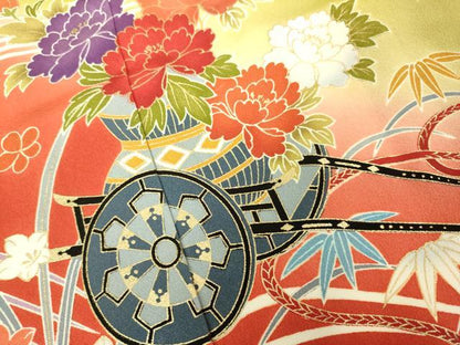 平和屋本店[]極上　七五三　女の子　3歳　祝着　三つ身　花車　暈し染め　金彩　逸品　DZAB3201kh6