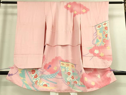 平和屋本店[]極上　七五三　女の子　3歳　祝着　三つ身　友禅　几帳吉祥花松文　暈し染め　逸品　DZAB3203kh6
