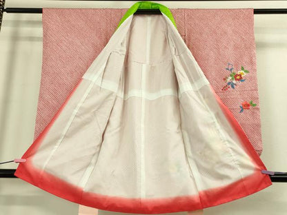 平和屋本店[]極上　七五三　女の子　3歳　祝着　三つ身　総絞り　刺繍　御所車花文　金糸　逸品　DZAB3204kh6