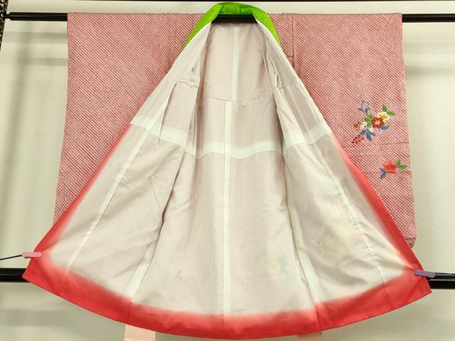 平和屋本店[]極上　七五三　女の子　3歳　祝着　三つ身　総絞り　刺繍　御所車花文　金糸　逸品　DZAB3204kh6