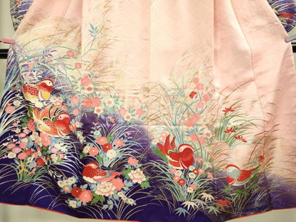 平和屋本店∵極上 女の子 十三参り 子供 祝着 鴛鴦花文 金銀彩 逸品 DZAB3207kh6