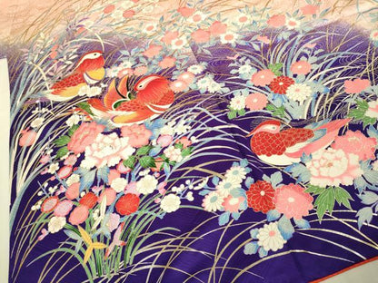 平和屋本店∵極上 女の子 十三参り 子供 祝着 鴛鴦花文 金銀彩 逸品 DZAB3207kh6