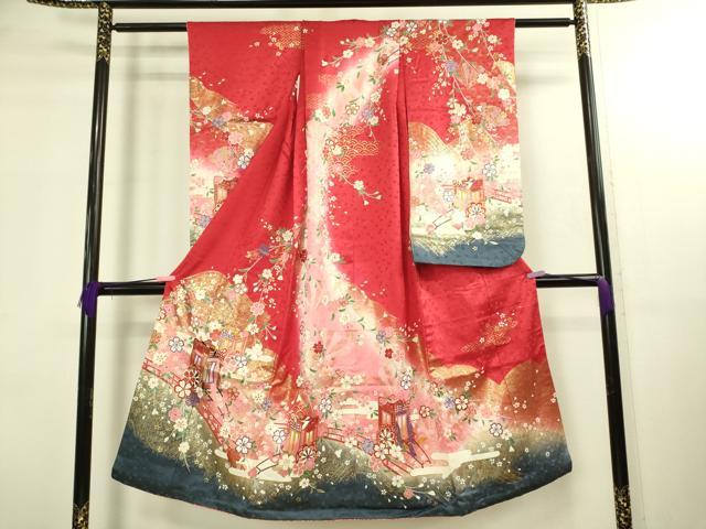 平和屋本店∵極上 女の子 十三参り 子供 祝着 御所車花文 暈し染め 金彩 逸品 DZAB3210kh6