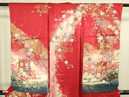 平和屋本店∵極上 女の子 十三参り 子供 祝着 御所車花文 暈し染め 金彩 逸品 DZAB3210kh6