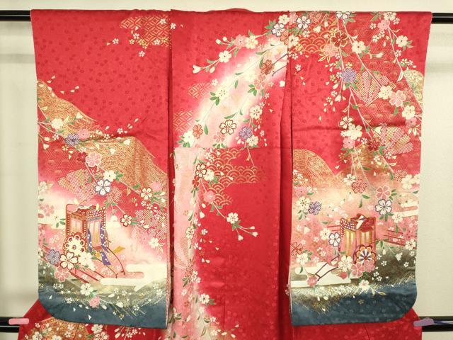 平和屋本店∵極上 女の子 十三参り 子供 祝着 御所車花文 暈し染め 金彩 逸品 DZAB3210kh6