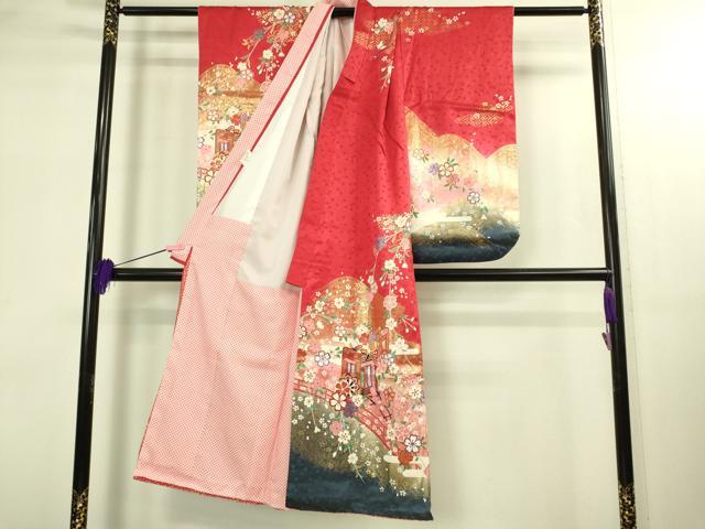 平和屋本店∵極上 女の子 十三参り 子供 祝着 御所車花文 暈し染め 金彩 逸品 DZAB3210kh6