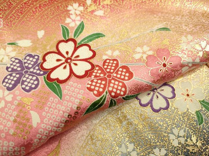 平和屋本店∵極上 女の子 十三参り 子供 祝着 御所車花文 暈し染め 金彩 逸品 DZAB3210kh6
