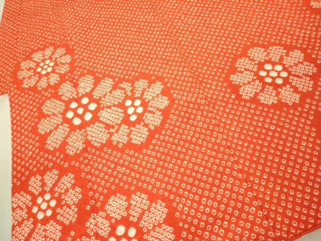 平和屋本店∵極上　女の子　十三参り　子供　祝着・襦袢(半衿刺繍)セット　総絞り　舞花文　逸品　DZAB3216kh6