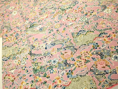 平和屋本店[]極上　子供　小紋　女の子　9・10歳　型染　流水花文　逸品　DZAB3217kh6