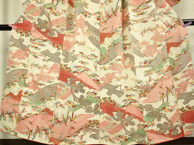 平和屋本店[]極上　子供　女の子　小紋　花鳥文　松竹梅　金彩　逸品　DZAB3219kh6