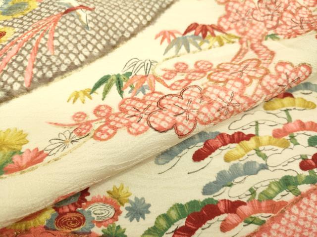 平和屋本店[]極上　子供　女の子　小紋　花鳥文　松竹梅　金彩　逸品　DZAB3219kh6