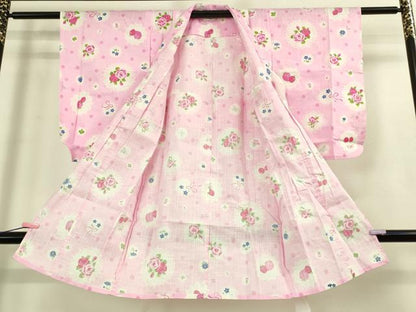平和屋本店∴極上 夏物 子供 女の子 浴衣 松田聖子 SEIKOMATSUDA 苺 さくらんぼ 薔薇 銀彩 逸品 DZAB3220kh6