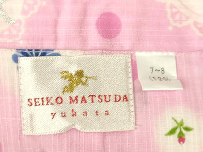 平和屋本店∴極上 夏物 子供 女の子 浴衣 松田聖子 SEIKOMATSUDA 苺 さくらんぼ 薔薇 銀彩 逸品 DZAB3220kh6