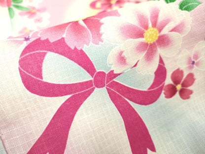 平和屋本店∴極上 夏物 子供 女の子 浴衣 綿紅梅 リボン 舞花 暈し染め 逸品 DZAB3224kh6