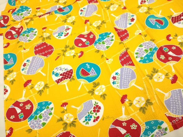 平和屋本店∴極上 夏物 子供 女の子 浴衣 団扇 朝顔 逸品 未使用 DZAB3226kh6