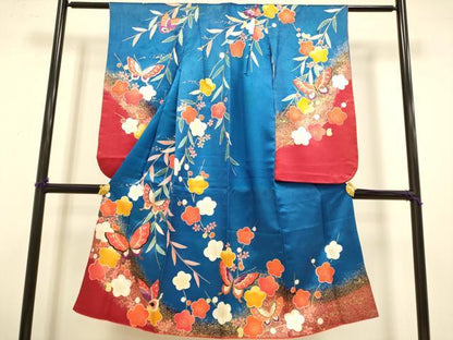 平和屋本店[]極上　七五三　女の子　7歳　祝着　枝垂れ梅　舞蝶文　暈し染め　金彩　洗える着物　逸品　DZAB3228kh6