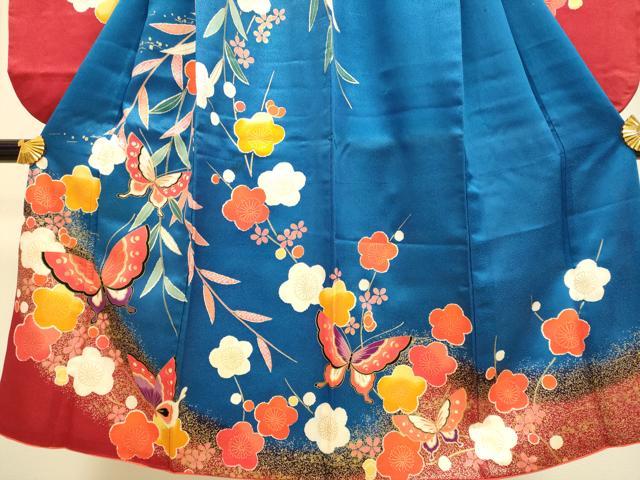 平和屋本店[]極上　七五三　女の子　7歳　祝着　枝垂れ梅　舞蝶文　暈し染め　金彩　洗える着物　逸品　DZAB3228kh6