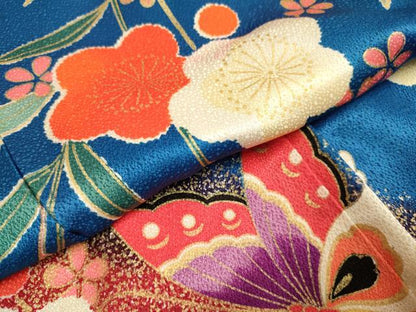 平和屋本店[]極上　七五三　女の子　7歳　祝着　枝垂れ梅　舞蝶文　暈し染め　金彩　洗える着物　逸品　DZAB3228kh6