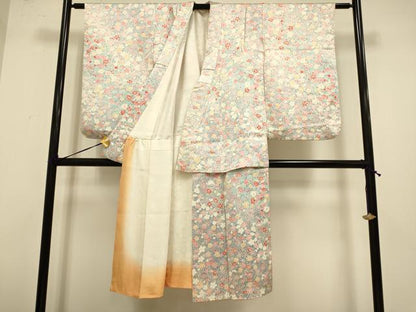 平和屋本店[]極上　子供　女の子　9・10歳　小紋　草花文　逸品　DZAB3230kh6